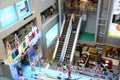 People on escalator is a moving staircase at shopping mall